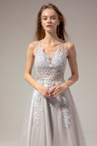 Grey Lace Homecoming Dress