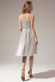 Grey Lace Homecoming Dress