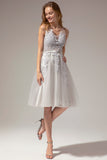 Grey Lace Homecoming Dress