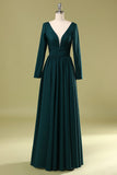 Dark Green V Neck Mother Of the Bride Dress