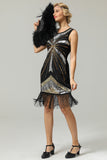 Black 1920s Sequins Fringe Flapper Dress