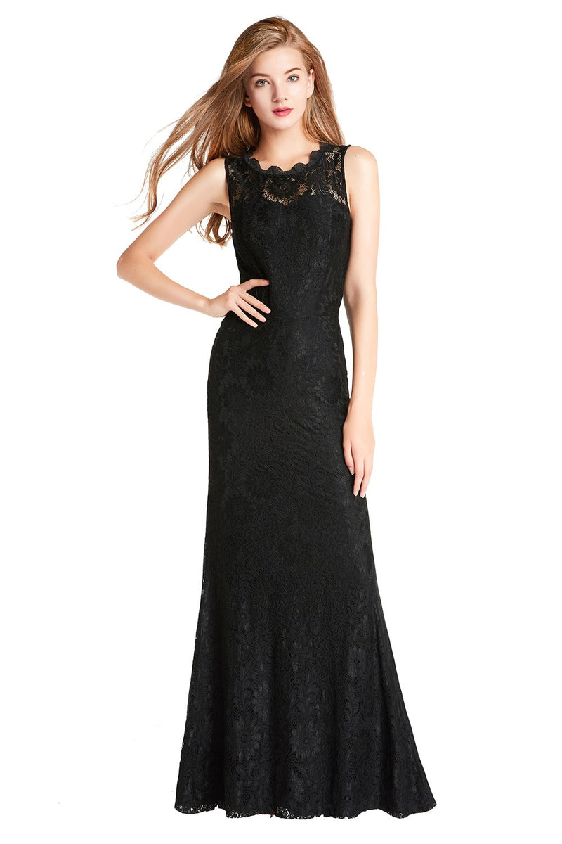 Load image into Gallery viewer, Black Mermaid Lace Long Formal Dress