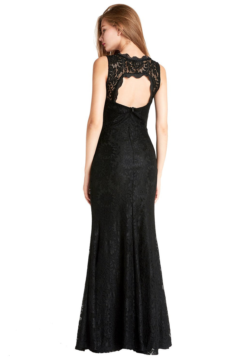 Load image into Gallery viewer, Black Mermaid Lace Long Formal Dress