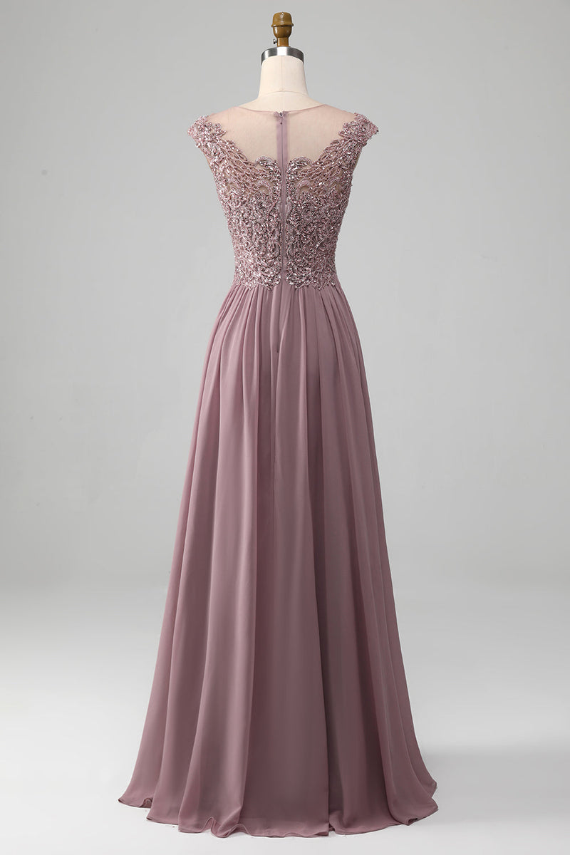 Load image into Gallery viewer, A-Line Beaded Blush Formal Dress