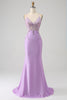 Load image into Gallery viewer, Trendy Mermaid Spaghetti Straps Lilac Long Formal Dress with Appliques Beading