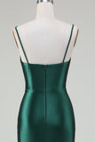 Dark Green Mermaid Spaghetti Straps Sweep Train Formal Dress