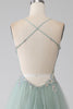 Load image into Gallery viewer, A-Line Beaded Light Green Formal Dress with Slit