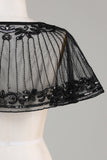 Black Beaded Glitter 1920s Cape for Women