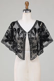 Black Glitter Sequins 1920s Cape