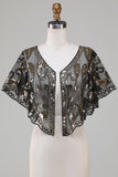 Black Glitter Sequins 1920s Cape