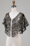 Black Glitter Sequins 1920s Cape