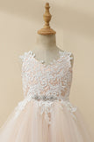 Champagne Beaded Tulle Flower Girl Dress