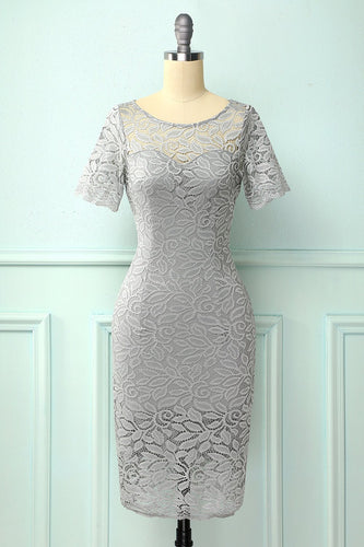 Grey Bodycon Lace Dress