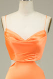 Bodycon Orange Spaghetti Straps Short Formal Dress