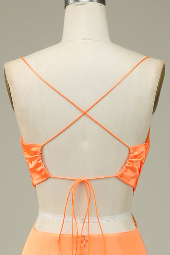 Bodycon Orange Spaghetti Straps Short Formal Dress