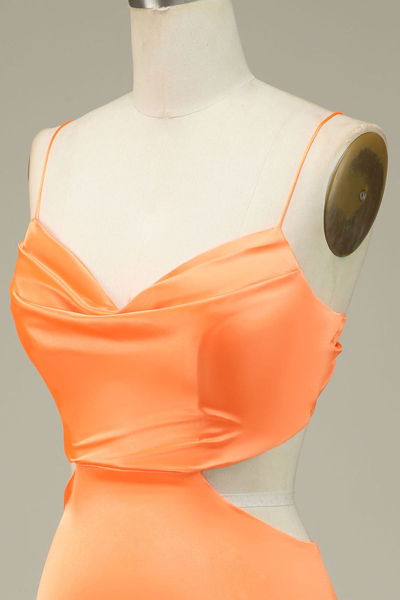 Load image into Gallery viewer, Bodycon Orange Spaghetti Straps Short Formal Dress