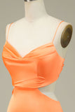 Bodycon Orange Spaghetti Straps Short Formal Dress