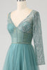 Load image into Gallery viewer, Grey Green A-Line Sparkly Sequin Long Corset Formal Dress