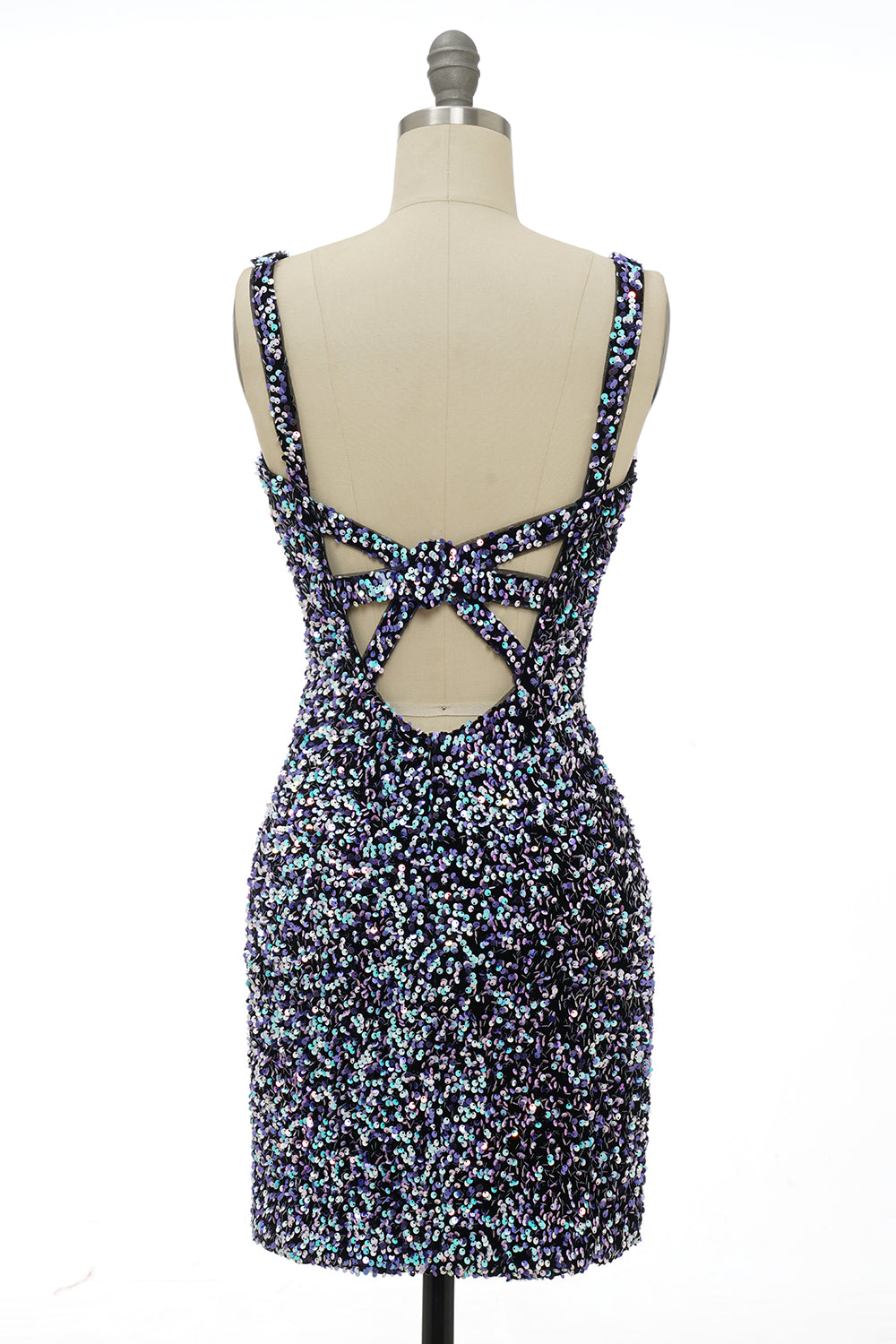 Black Sequin Fitted Short Formal Dress