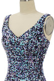 Black Sequin Fitted Short Formal Dress