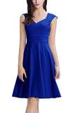 Royal Blue Solid Vintage Dress