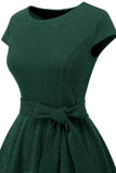 Dark Green Vintage 1950s Dress with Sash