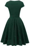 Dark Green Vintage 1950s Dress with Sash