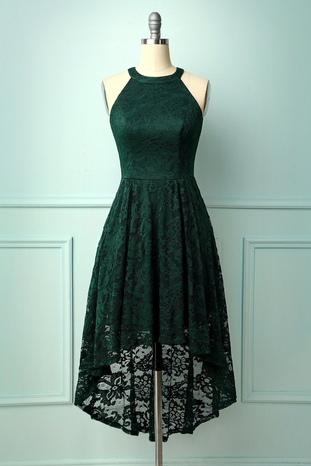 Asymmetrical Green Lace Dress