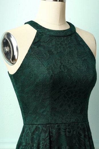 Asymmetrical Green Lace Dress