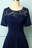 Navy Bridesmaid Lace Dress