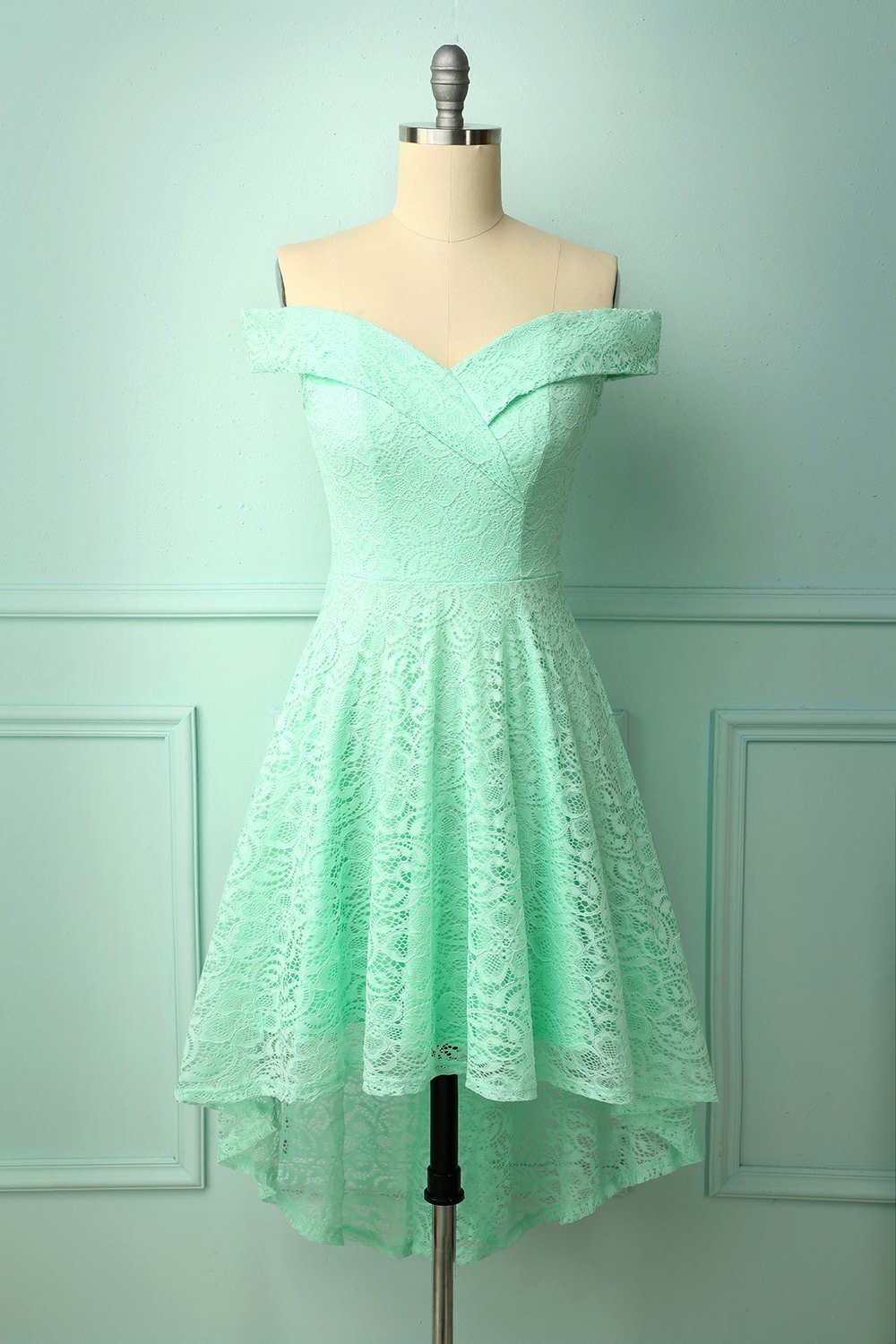 Off-shoulder Mint Dress