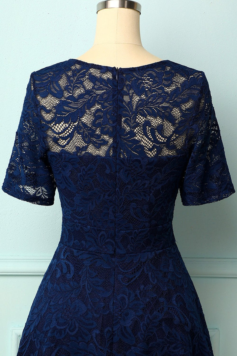 Load image into Gallery viewer, Navy Bridesmaid Lace Dress