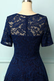 Navy Bridesmaid Lace Dress