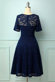 Navy Bridesmaid Lace Dress