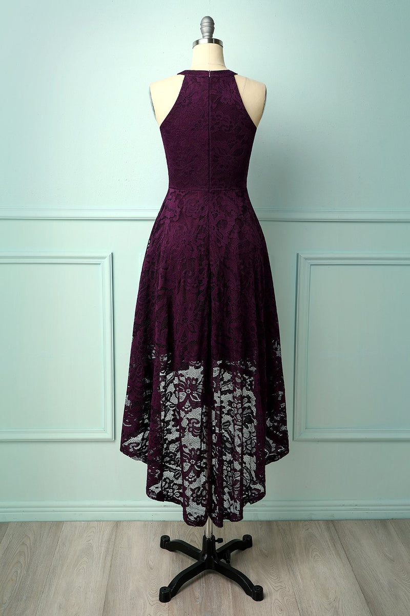 Load image into Gallery viewer, Grape Halter Lace Dress