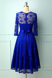 Royal Blue Rose Lace Dress