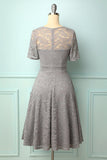 Grey Bridesmaid Lace Dress