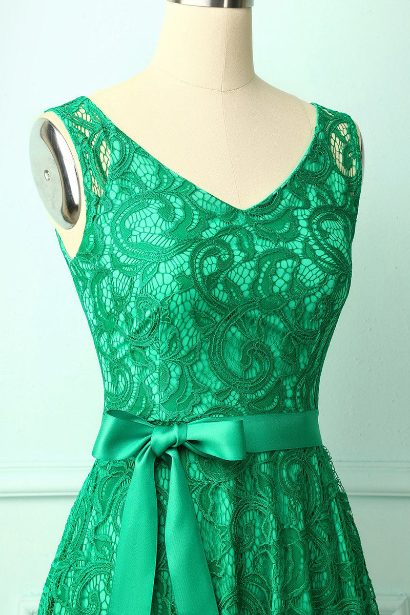 Load image into Gallery viewer, Green Lace Bridesmaid Dress