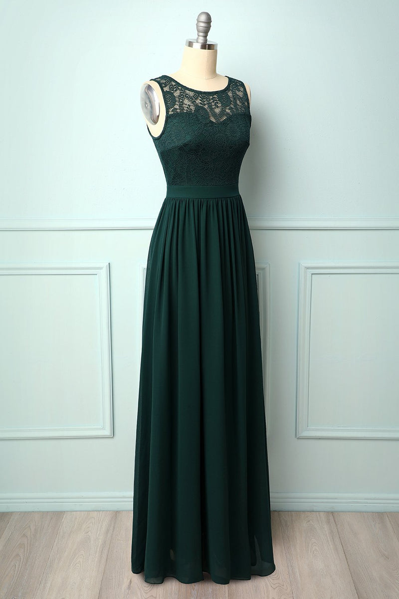 Load image into Gallery viewer, Dark Green Lace Long Dress