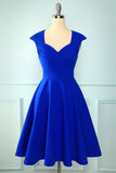 Royal Blue Solid Vintage Dress