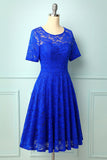 Royal Blue Bridesmaid Lace Dress