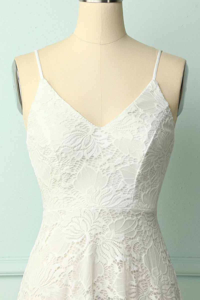 Load image into Gallery viewer, Straps Lace White Dress