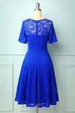 Royal Blue Bridesmaid Lace Dress