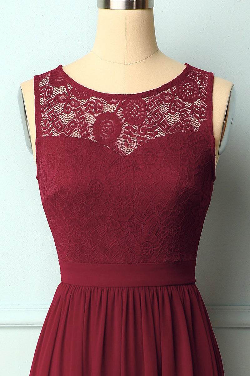 Load image into Gallery viewer, Burgundy Lace Formal Long Dress
