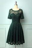 Dark Green Bridesmaid Lace Dress