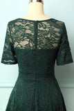 Dark Green Bridesmaid Lace Dress