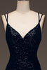 Load image into Gallery viewer, Black Sparkly Sequin Mermaid Long Formal Dress With Slit