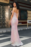 Pink Sequins Corset Formal Dress