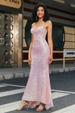 Pink Sequins Corset Formal Dress