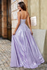 Load image into Gallery viewer, Lilac A-Line Spaghetti Straps Long Glitter Formal Dress With Beading
